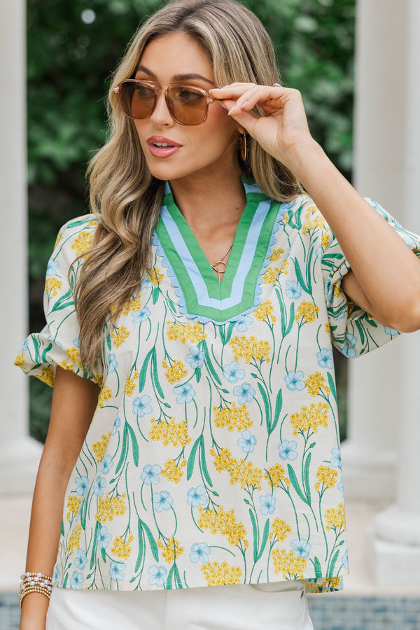 Spring Sweetheart Yellow Floral Blouse