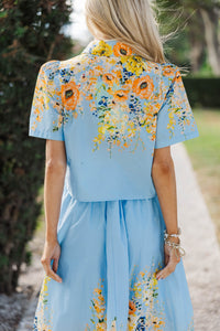 Easy As Spring Blue Floral Blouse