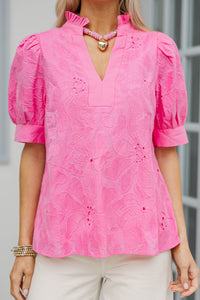 Blushing Breeze Pink Eyelet Blouse
