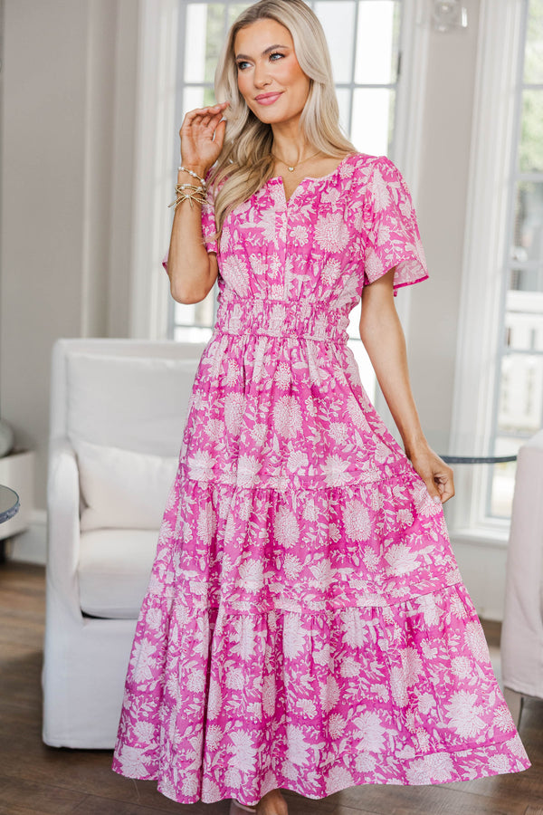 NURSING COLLECTION: All In The Air Pink Chintz Maxi Dress