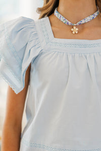 Girls: The Waverly Light Blue Ruffle Top