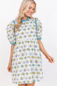 In Wonderland Light Blue Medallion Dress