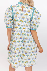 In Wonderland Light Blue Medallion Dress