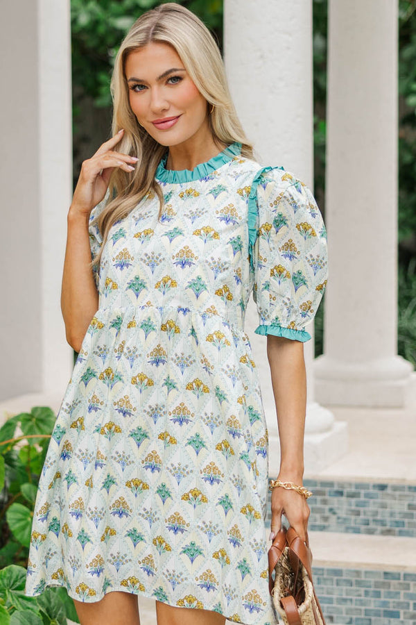In Wonderland Light Blue Medallion Dress