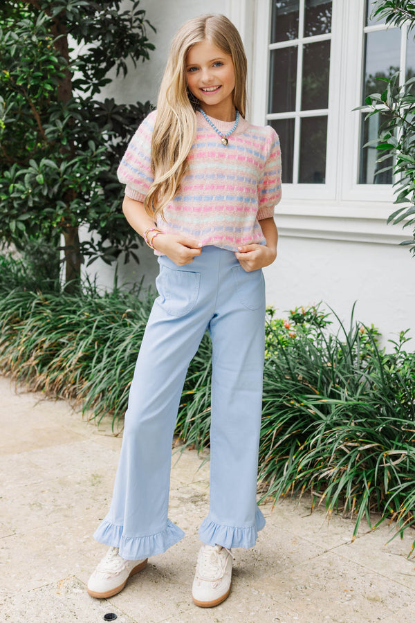 Girls: Give It A Try Peach Multi Striped Sweater