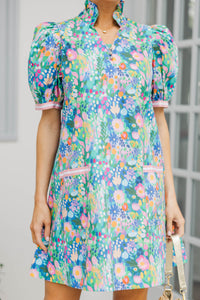 The Wildflower Green Floral Puff Sleeve Dress