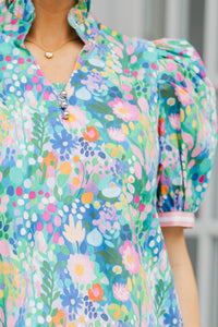 The Wildflower Green Floral Puff Sleeve Dress