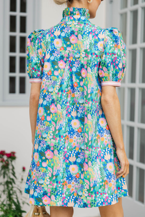 The Wildflower Green Floral Puff Sleeve Dress