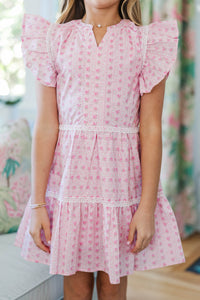 Girls: At This Time Light Pink Floral Dress