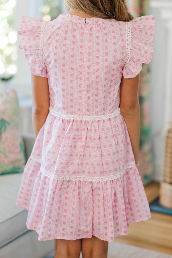Girls: At This Time Light Pink Floral Dress