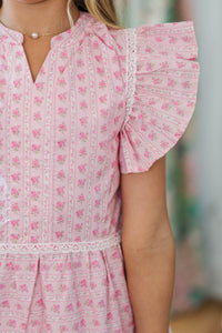 Girls: At This Time Light Pink Floral Dress