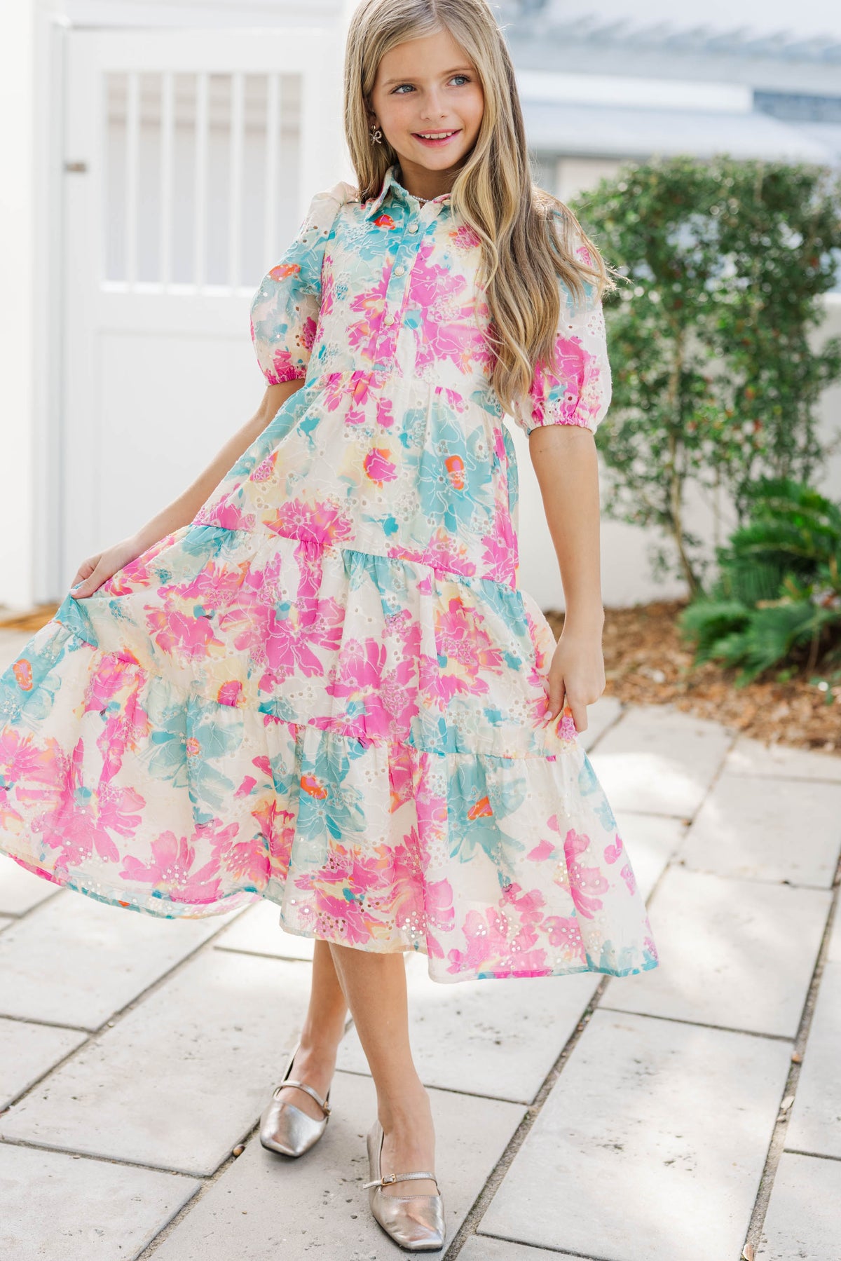 Girls: All That Charm Pink Eyelet Dress – Shop the Mint