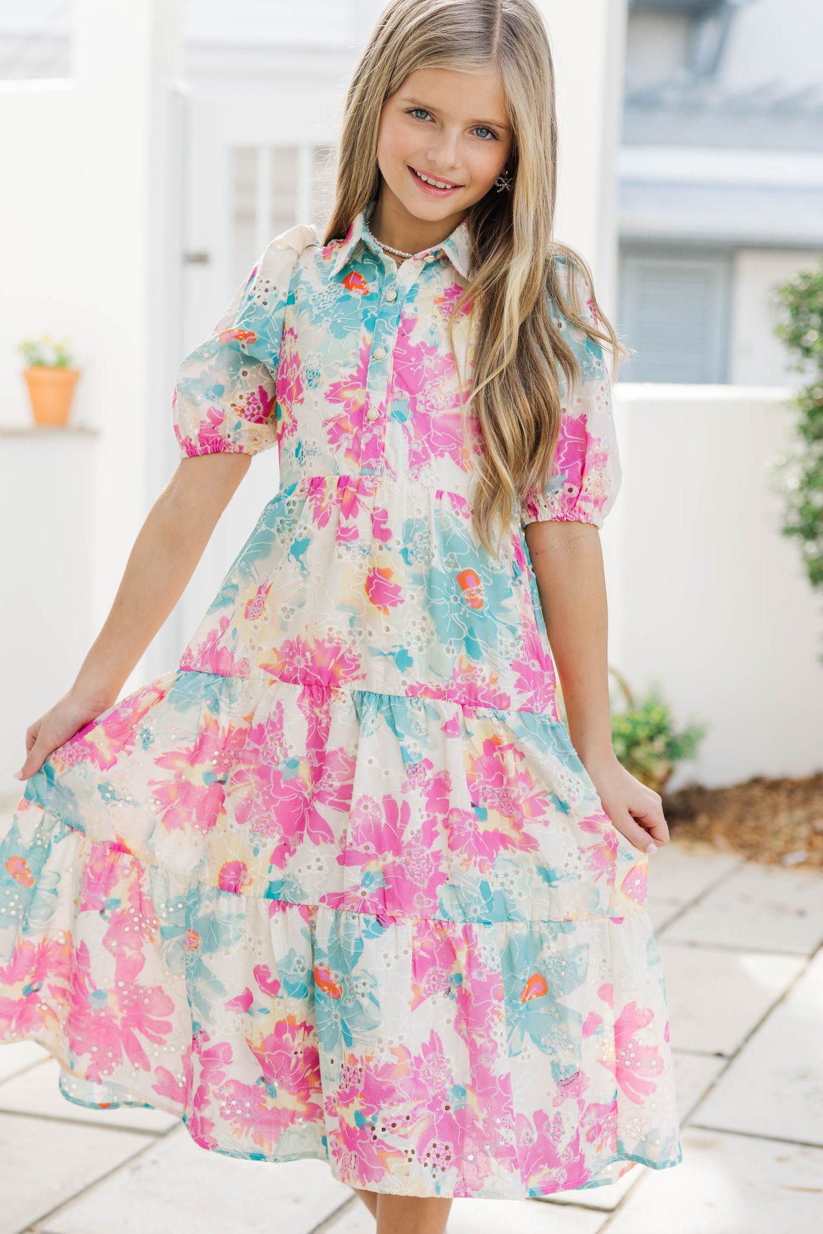 Girls: All That Charm Pink Eyelet Dress – Shop the Mint
