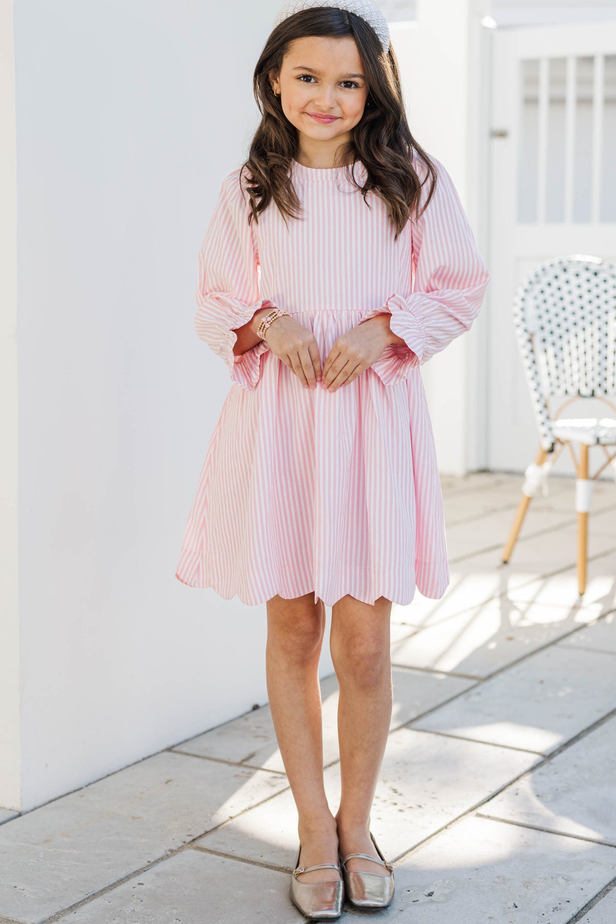 pink and white striped dress Girls: Come On Over Pink Striped Dress, (10/12) - The Mint Julep Boutique