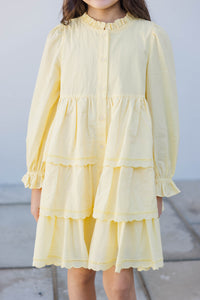 Girls: Magnolia Lane Yellow Tiered Dress