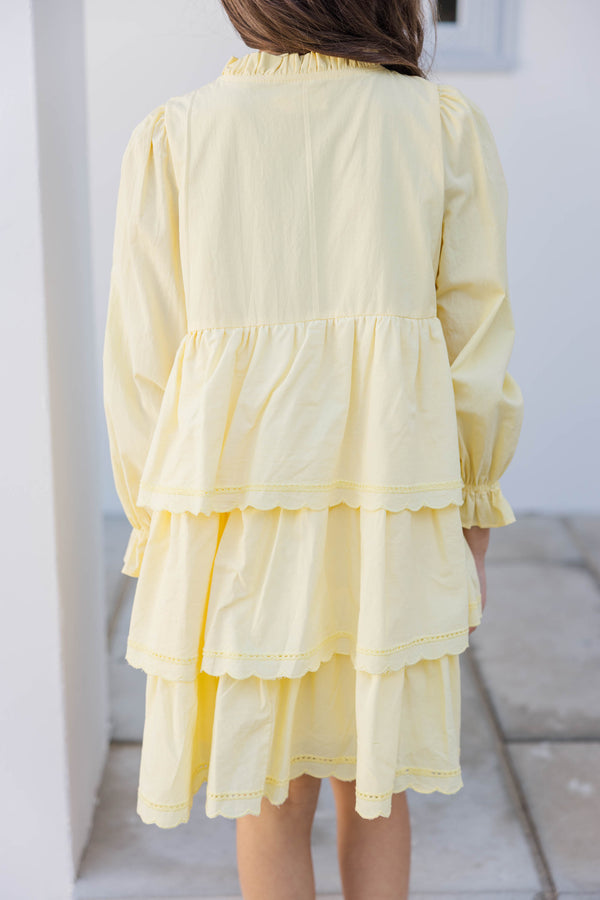 Girls: Magnolia Lane Yellow Tiered Dress