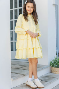 Girls: Magnolia Lane Yellow Tiered Dress