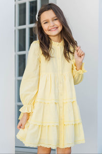 Girls: Magnolia Lane Yellow Tiered Dress