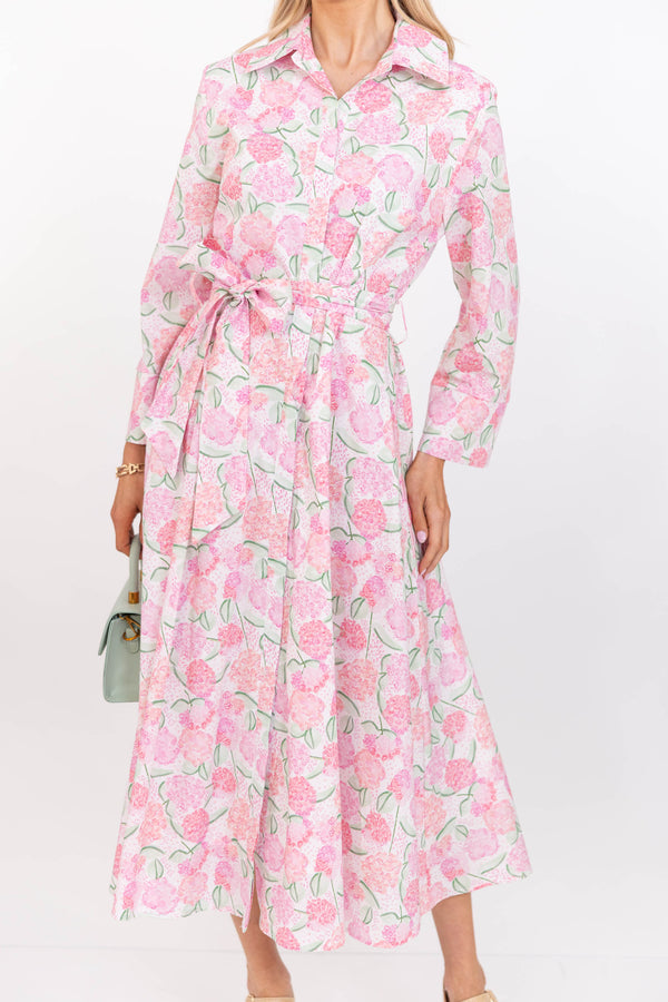 About Time Pink Floral Midi Dress