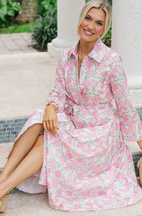 About Time Pink Floral Midi Dress