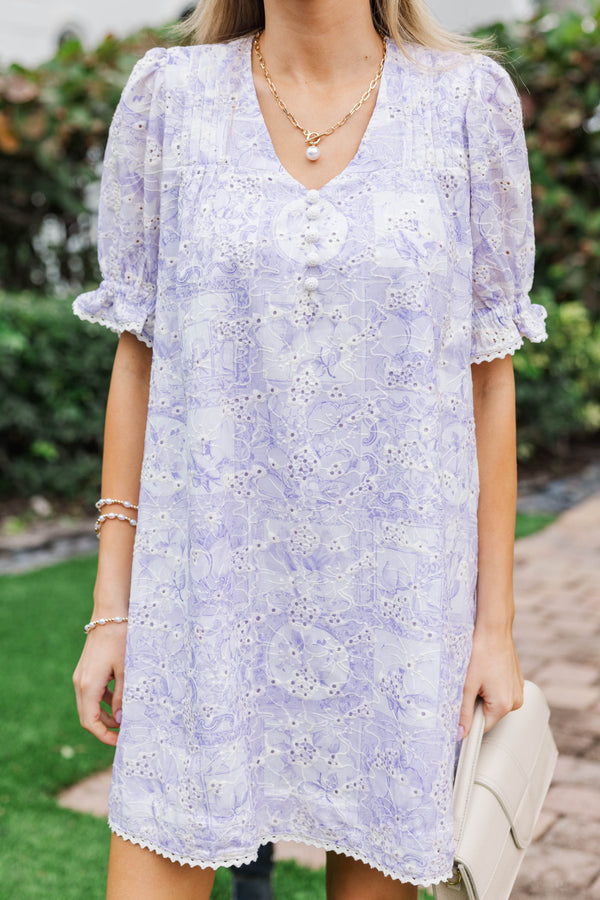 Spring Garden Lavender Embroidered Dress