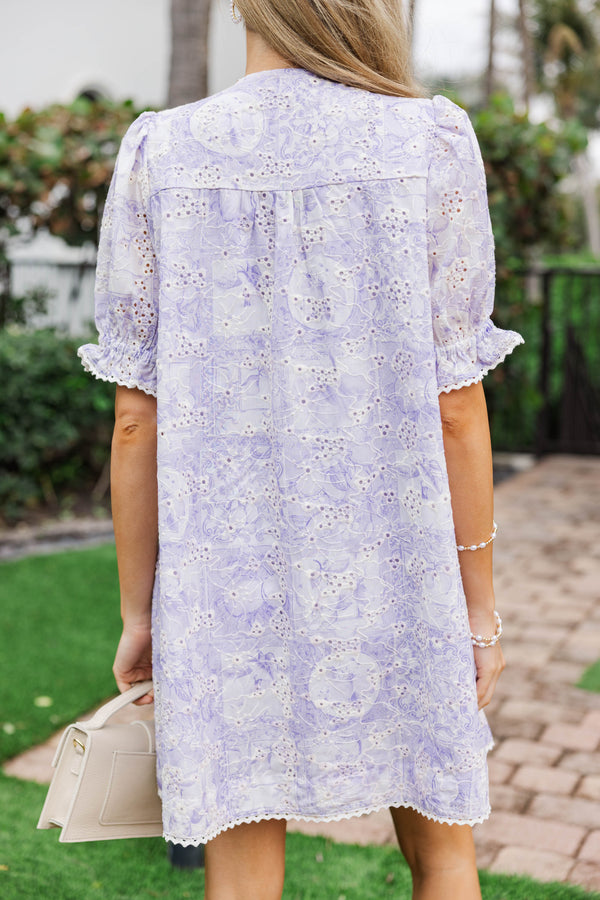 Spring Garden Lavender Embroidered Dress