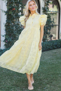 More Good Days Yellow Textured Midi Dress