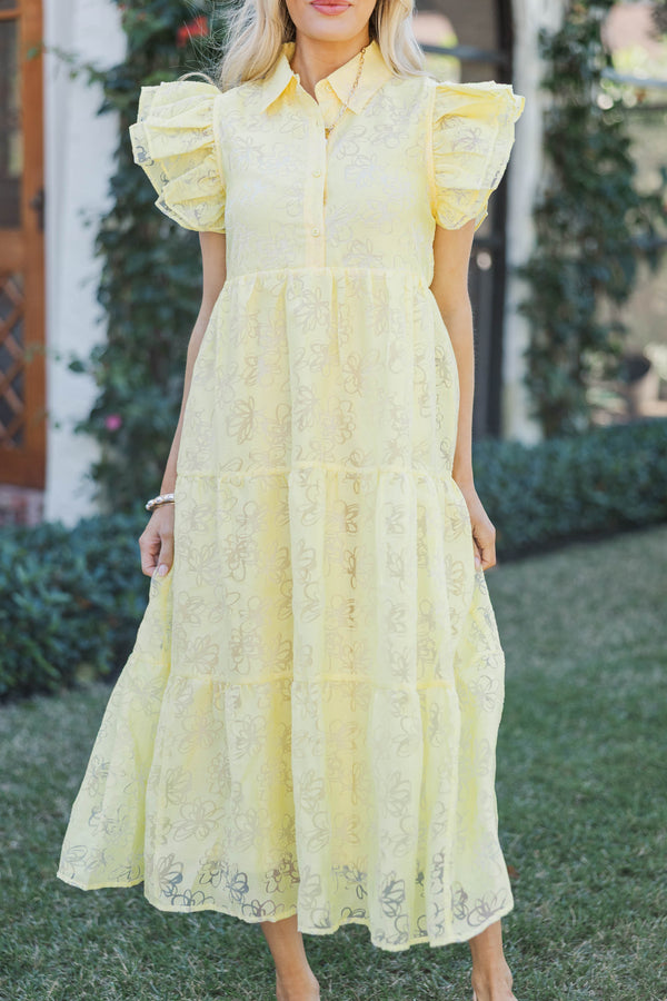 More Good Days Yellow Textured Midi Dress