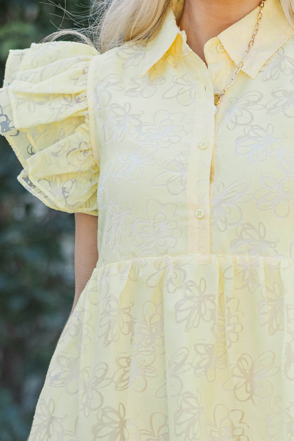 More Good Days Yellow Textured Midi Dress