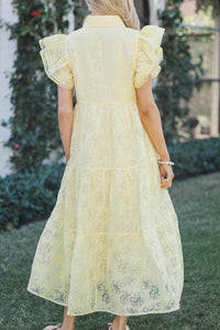 More Good Days Yellow Textured Midi Dress