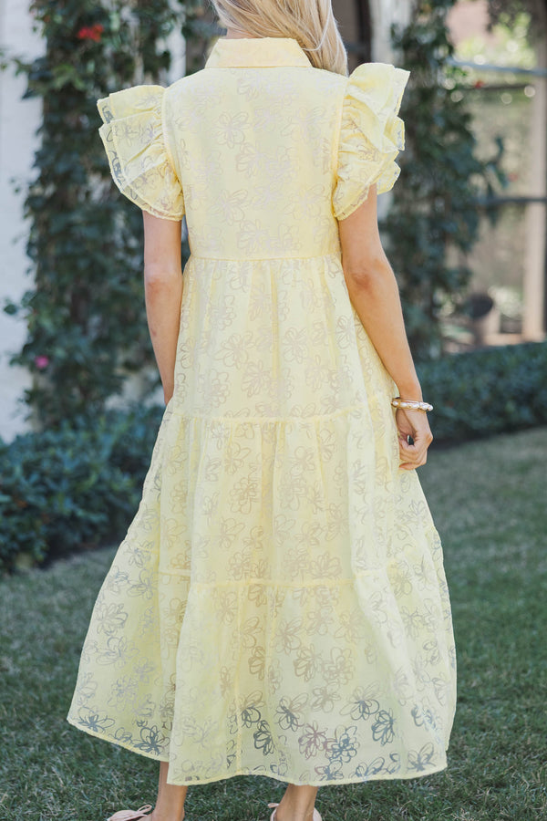 More Good Days Yellow Textured Midi Dress