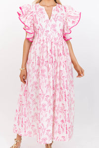 Stay Consistent Pink Floral Midi Dress