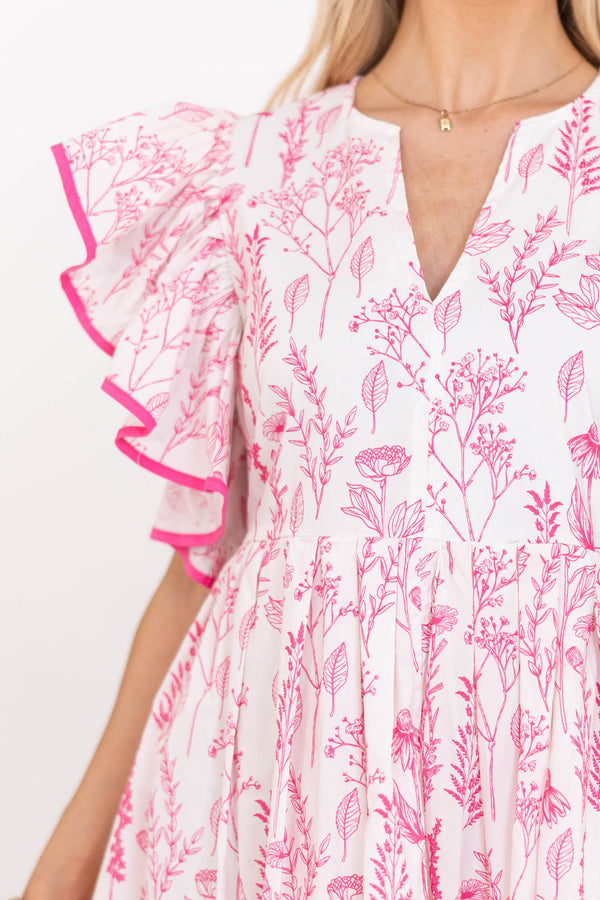 Stay Consistent Pink Floral Midi Dress