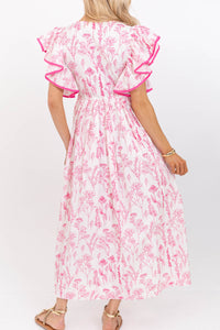 Stay Consistent Pink Floral Midi Dress