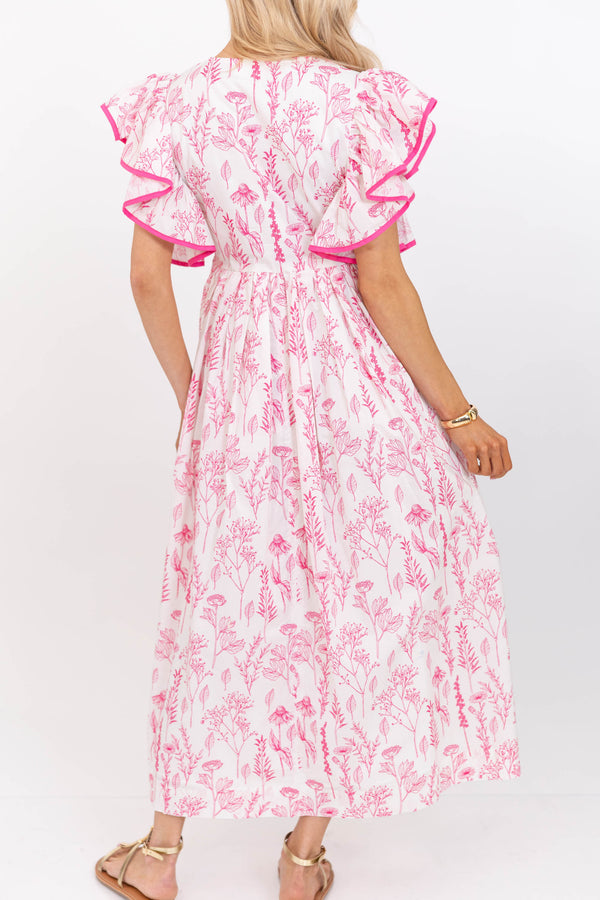 Stay Consistent Pink Floral Midi Dress