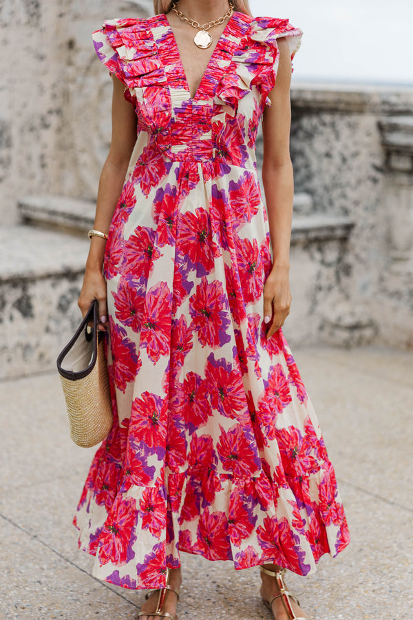 The Creative Pink Floral Midi Dress