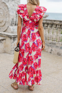 The Creative Pink Floral Midi Dress