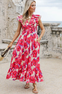 The Creative Pink Floral Midi Dress