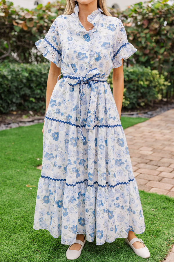 The Victorious Blue Eyelet Maxi Dress