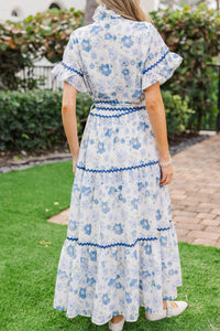 The Victorious Blue Eyelet Maxi Dress