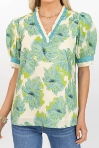 Style Statement Blue Floral Blouse