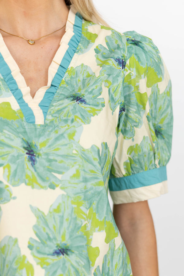 Style Statement Blue Floral Blouse