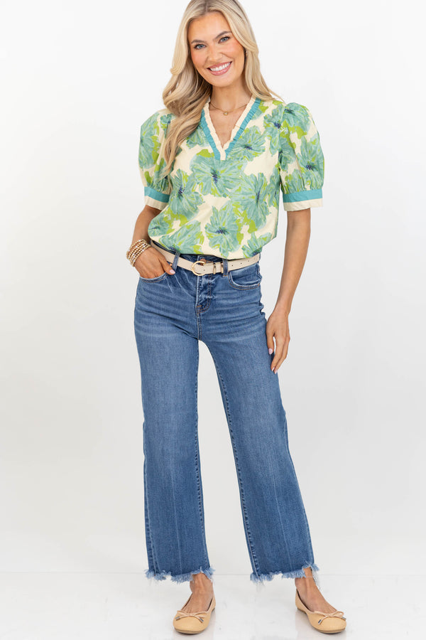 Style Statement Blue Floral Blouse