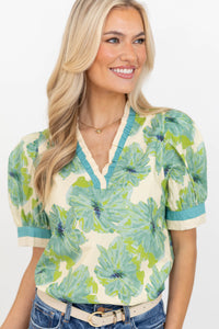 Style Statement Blue Floral Blouse