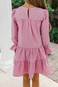 Girls: In Your Happy Place Pink Textured Dress