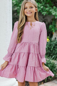 Girls: In Your Happy Place Pink Textured Dress