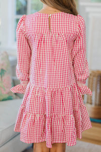 Girls: In Your Happy Place Pink Gingham Dress
