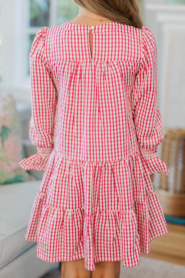 Girls: In Your Happy Place Pink Gingham Dress