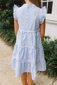 Girls: Make It Your Own Light Blue Gingham Midi Dress