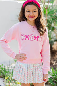 Girls: The Sadie Light Blue & Pink Ditsy Floral Skort